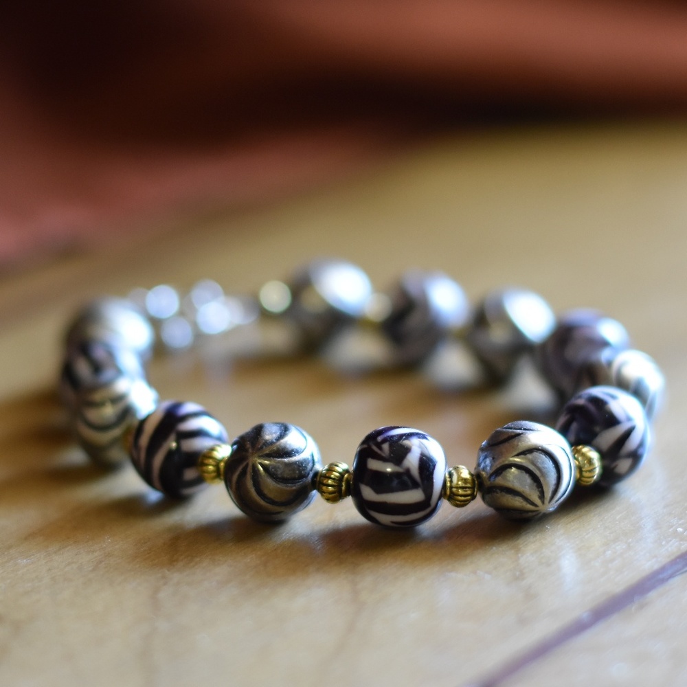 Zebra Bead Bracelet